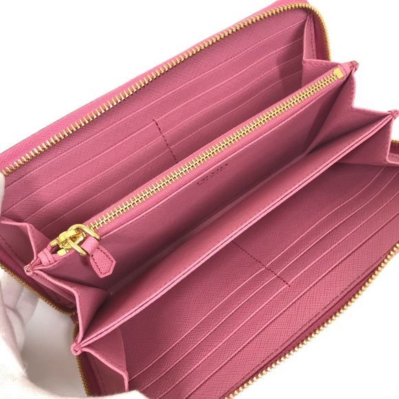 PRADA 1ML506 logo Zip Around Long Wallet BEGONIA pink